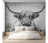 Highland Cow Photo Wallpaper, Animal Highland Cattle Wallpaper Mural, 500x350cm Wall Paper for Bedroom Living Room, Non-Woven Wall Mural Room Decor EL&D62