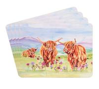 The Leonardo Collection Jennifer Rose Gallery Highland Cow Placemats Set of 4 | Country Farmhouse Dining Table Mats for Home & Kitchen | Rustic Animal Design Tableware Gift for Women, Men & Families