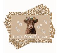 Highland Cow Placemats Set of 4 Place Mats Animal Table Mats for Kitchen Dining Restaurant Decoration for Table Decor Home Party 4 PCS 12x18 Inch