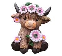 Highland Cow Planter - Mini Resin Drainage Hole Planter Creative Scottish Style Flower Pot | Small Cactus Or Herbs Indoor Outdoor Scol Ornament