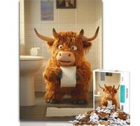 Highland Cow Playing Toilet Paper Jigsaw Puzzles for Adults Teenagers Jigsaws Puzzle,Educational Games Wall Decoration Unique Birthday And Xmas Gifts 50x75cm