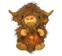 Highland Cow Plush - Rhythmic Breathing Music Toy, Soft Night Soother for Children | Illuminated Comfort Design, Sleep Routine Theme, Gentle Light Feature, Calming Cow Snuggle Buddy for Baby Bedtime