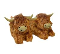 Highland Cow Plush Slippers - Scottish Cattle Design, Keep Warm Indoor/Outdoor, Winter Plush Warm Slippers for Women & Men (L)