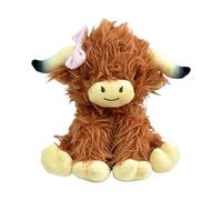 Highland Cow Plush - Soft Stuffed Animal plushiee | Cute Highland Cow Toy With Bowknot | Decorative Plush Pillow For Kids And Adults, Cozy Cuddle plushiee Gift, Adorable Home Decor Pillow For Bedroom