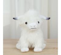 Highland Cow Plush Toy 28cm White Highland Cow Teddy, Soft Plush Toy, Plush with PP Cotton Filling,Dog Toy for Kids, Pets, Gifts
