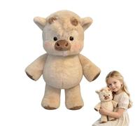 Highland Cow Plush Toy, 45CM Large Realistic Stuffed Scottish Cattle, Ultra-Soft Standing Farm Animal Plushie, Decorative Highland Coo Stuffed Animal for Kids, Adults and Farmhouse Decor (Khaki)