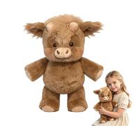 Highland Cow Plush Toy, 45CM Large Realistic Stuffed Scottish Cattle, Ultra-Soft Standing Farm Animal Plushie, Decorative Highland Coo Stuffed Animal for Kids, Adults and Farmhouse Decor (Brown)