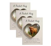 Highland Cow Pocket Hug, A Pocket Hug, Heart-Shaped Pocket Hug Gift Token, Inspirational Keepsake Card for Encouragement, Token Stress Relief Inspirational Gift, Sympathy with Healing Symbolism