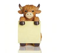 Highland Cow Pop-up Sticky Note Dispenser, Includes 1 Pad of 3x3 in Super Sticky Notes, 100 Sheets, Resin Cute Handmade Desk Holder for Office & Home (Brown)