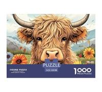 Highland Cow Portrait Thick Sturdy Cardboard Excellent Brain Game, Suitable for Improving Mental Flexibility And Focus 52x38cm/1000pcs