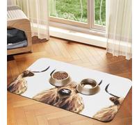 Highland Cow Portrait,Waterproof Pet Feeding Mat,Cat Dog Placemats for Food and Water, PU Leather Food Mats,40x60cm