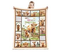 Highland Cow Print Blanket and Throws Cute Farm Animal Cow Gifts Throw Blankets Soft Cozy Plush Warm Bedding Blanket for Girls Kids Adults Couch Travel