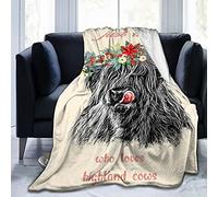 Highland Cow Print Blanket Cute Rustic Farm Animal Cow and Flowers Throw Blankets Soft Cozy Fleece Plush Warm Flannel Bedding Blanket for Girls Kids Adults Couch Travel 50x60inch