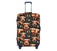 Highland Cow Print Decorative Travel Luggage Cover Concealed Zipper Suitcases Anti Scratch Dustproof, White, Large