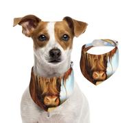 Highland Cow Printed,Dog Bandanas Cotton Pet Scarf Adjustable Bibs for Pet,M