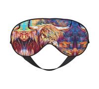 Highland Cow Printing Soft Eye Mask,Double-Sided Soft Eye Cover for Sleep,Travel,Yoga, Adjustable Strap, Blocks Light