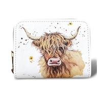 Highland Cow Purse for Women, Short Leather Wallet with Multiple Card Holders, Small Credit Card Holder Purse, Cute Ladies Wallet for Cash and Coins, Highland Cow Gifts for Women Mom Sister Friends