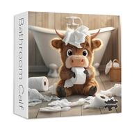 Highland Cow Puzzles for Adults 1000 Pieces,Cute Cow Jigsaw Puzzle, Funny Bathroom Calf Puzzles, Challenging Animal Theme as Wall Decor