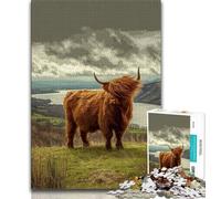 Highland Cow Puzzles for Adults And Teenagers,Challenging To Complete But Fun And Humorous Educational Game for Birthday (38x26cm)
