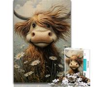 Highland Cow Puzzles for Teenagers Teens 1000pc Puzzle,Challenging To Complete But Fun And Humorous Unique Home Decor And Gifts 38x26cm