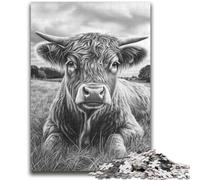Highland Cow Puzzles for Teenagers Teens 1000pc Puzzle,Learning Educational Toy for Is Ideal As A Gift for The Whole Family (38x26cm)