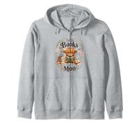 Highland Cow Reading Book Lover Lost In Books Found In Moo Zip Hoodie