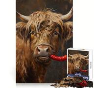 Highland Cow Red Pepper Jigsaw for Adults 1000 Pieces Unwind Game Rich Color Enjoyable Challenge Art Display (50x75cm)