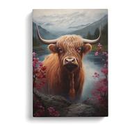 Highland Cow Renaissance Art Canvas Wall Art Print 30x20 Inch