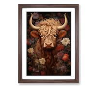 Highland Cow Rococo Framed Wall Art Print A2 Walnut