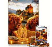 Highland Cow Romantic Meal Jigsaw for Teenagers1000 Pieces Reason Boost DIY Play Playful Challenge (38x52cm)