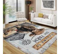 Highland Cow Rug - Rooster Farm Animal Small Rugs for Bedroom 60x90, Country Vintage Farmhouse Floor Mat Soft Washable Non Slip Indoor Mats, Highland Cow Room Decor