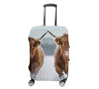 Highland Cow Running in Snowstorm Funny Luggage Cover Stylish Travel Suitcase Case Elastic Baggage Protective Covers