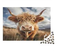 Highland Cow-Rustic Farm Animal Style 1000 Piece Jigsaw Puzzles for Adults Featuring Artistic Design Centenary Jigsaws Highland Cow As Dementia Friendly Activities for Concentration Games 38x26cm/1000