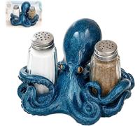 Highland Cow Salt & Pepper Shaker Set with Holder, Hand-Painted Resin，Octopus