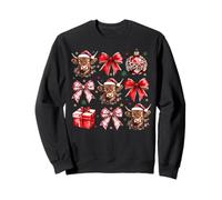 Highland Cow Santa Christmas Coquette Bow Western Country Sweatshirt