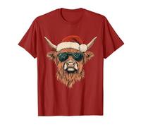 Highland Cow Santa Hat Funny Cute Animal Farmer Christmas T-Shirt