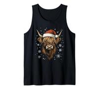 Highland Cow Santa Hat Funny Cute Animal Farmer Christmas Tank Top