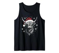 Highland Cow Santa Hat Funny Cute Animal Farmer Christmas Tank Top