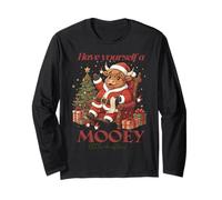 Highland Cow Santa Have Yourself A Mooey Little Christmas Long Sleeve T-Shirt