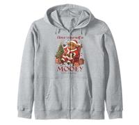 Highland Cow Santa Have Yourself A Mooey Little Christmas Zip Hoodie