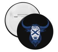 Highland Cow Scottish Flag Cute Tinplate Brooches for Women Men Button Pins Round Badge for Bag Hat