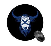 Highland Cow Scottish Flag Trendy Round Mouse Pad Non Slip Waterproof Mousepad Desk Mat for Office Gaming
