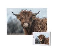 Highland Cow Scottish Wildlife,1000 Pieces Wooden Jigsaw Family Game Jigsaw Puzzles for Adults Teens Home Decor