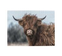 Highland Cow Scottish Wildlife,500 Pieces Puzzles for Adults-Wooden Jigsaw Puzzle for Adults Elderly
