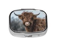 Highland Cow Scottish Wildlife,Meta Pill Box 2 Compartment Medicine Case,Portable Organizer,Rectangle Meta Portable Organizer Pill Box 1447 Compartment Medicine Case