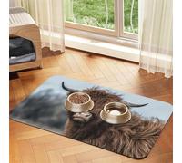 Highland Cow Scottish Wildlife,Waterproof Pet Feeding Mat,PU Leather Placemats for Cat Dog Water Bowl,Food Mats,30x45cm