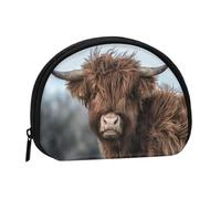 Highland Cow Scottish Wildlife, Women's Storage Bag Shell Makeup Bag Small Coin Purse Shell Change Pouch