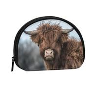 Highland Cow Scottish WildlifeSmall Makeup Sanitary Napkin Storage Bag,Women's Cosmetic Coin Purse