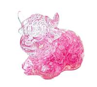 Highland Cow Sculpture With Natural Crystal - Feng Shui Home & Office Resin Decor for Wealth, Protection - Desk Ornament(Dark pink)