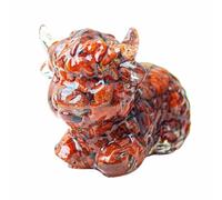 Highland Cow Sculpture With Natural Crystal - Feng Shui Home & Office Resin Decor for Wealth, Protection - Desk Ornament(Red Jasper)